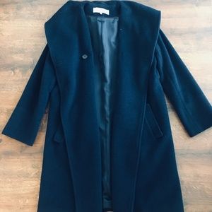 GERARD DAREL WOOL ANGORA HOODED WRAP COAT